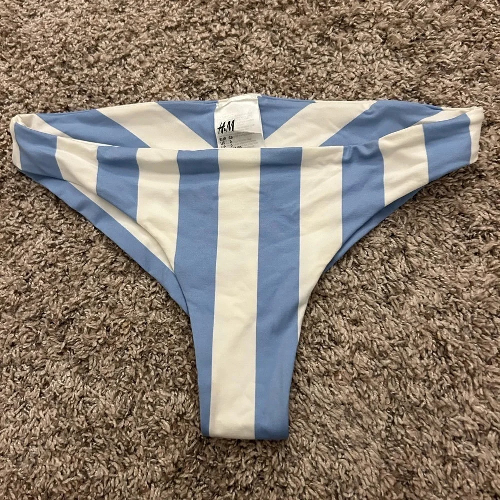 Blue stripe bikini bottoms